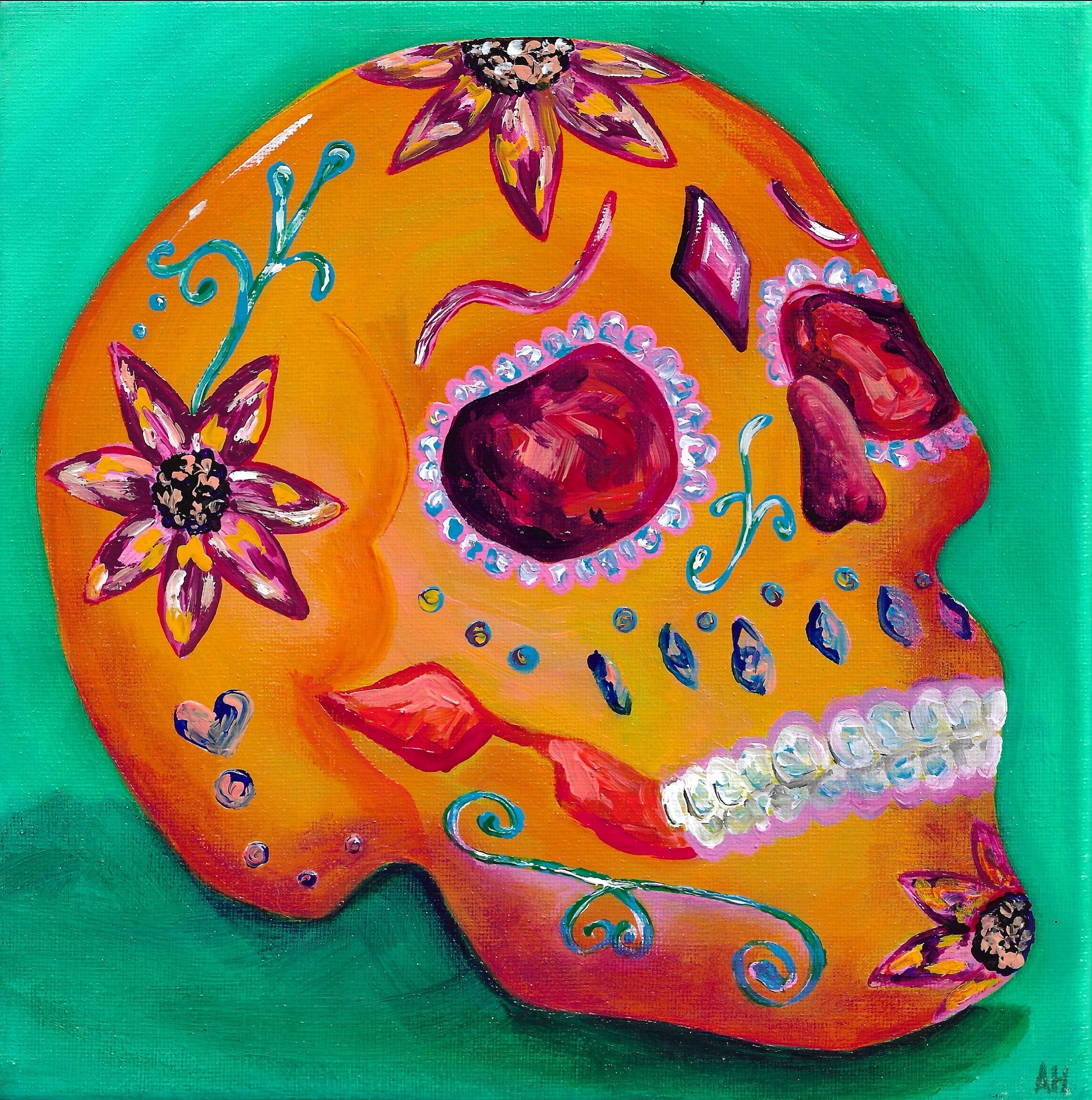 Painting of a sugar skull