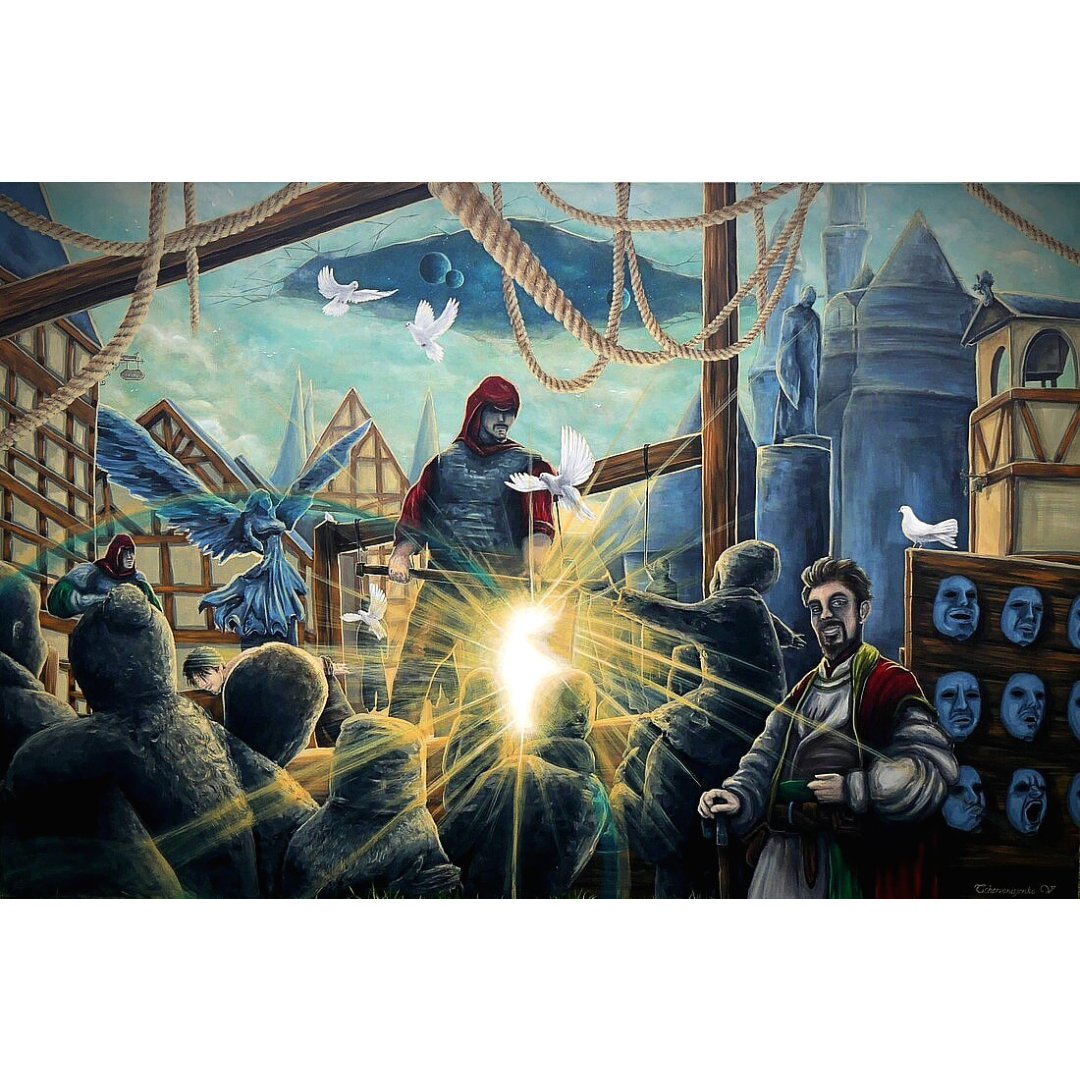 painting of a medieval hangingscene